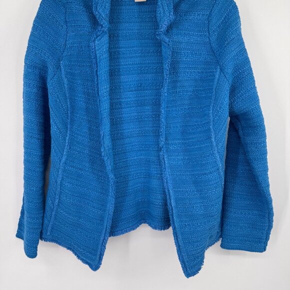 Chicos 1 Womens Blue Textured Open Front cardigan Jacket Size Medium cotton - Picture 7 of 15
